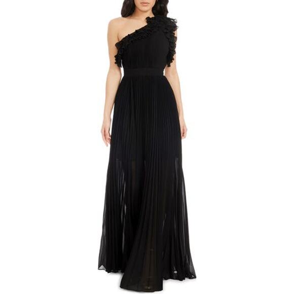 Dress the Population Black One-Shoulder Gown - Picture 1 of 5